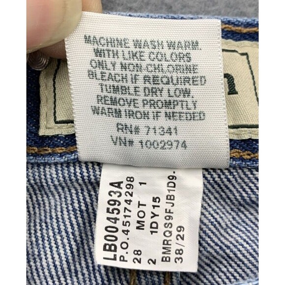 LL Bean Natural Fit Denim Jeans Men's Size 38X29 Distressed Suspender Buttons - Picture 13 of 16